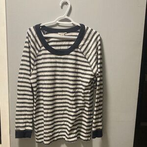 Caslon Navy and Cream Striped Crew Neck Sweater